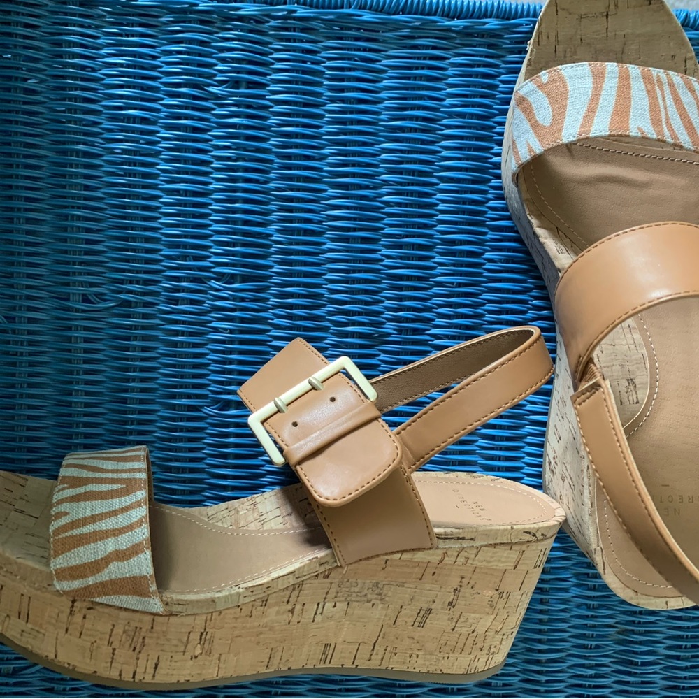SOLD NEW without tags. Light wedge sandals. Boho modern, lightweight!
